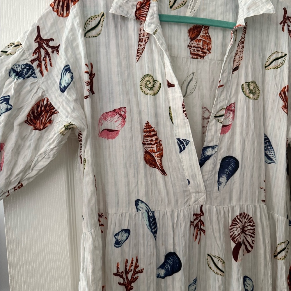 Anthropologie White Maxi Dress with Colorful Pattern - Picture 2 of 5